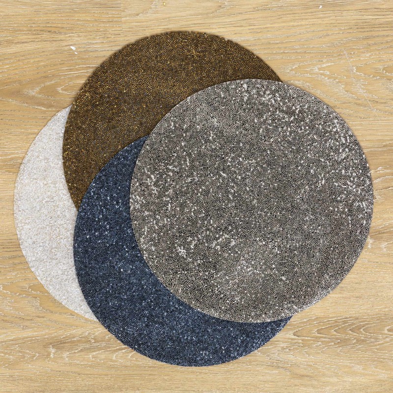 Beaded Placemat, Elegant, Durable, Protective Back, Easy-to-Clean, for Stylish Dining