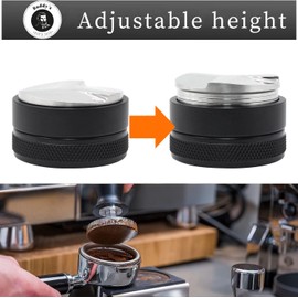 Buddy's Bar - Barista Edition, distributore di caffè Con incisione, diameter 51 mm, Altezza 3.5 cm, livella per espresso in Acciaio INOX, accessorio Barista per portafiltro da 51 mm, Nero
