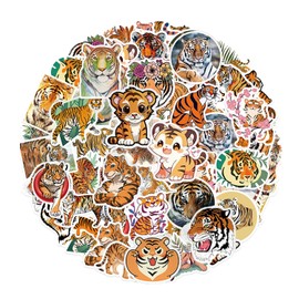 OAOSDH 100 tiger stickers, animal stickers, creative stickers, waterproof stickers, can decorate water bottles, luggage cups and notebooks
