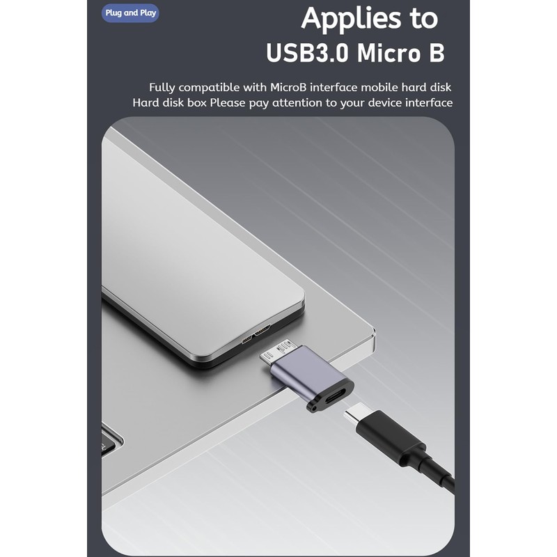 WITRN Micro USB B to USB A/C Male Adapter,USB 3.0