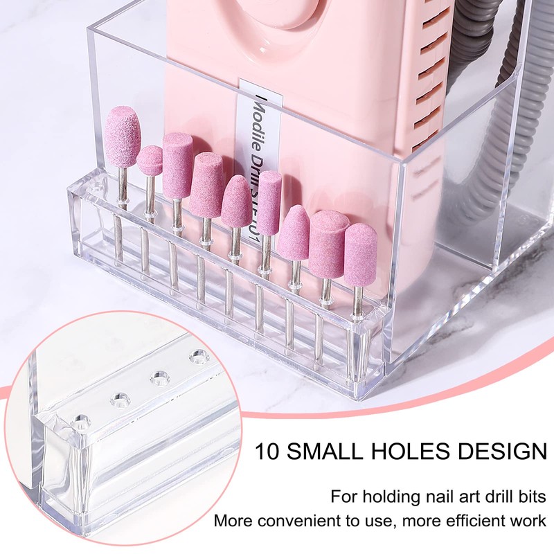 Noverlife 10 Holes Mini Nail Drill Machine & Bits Storage