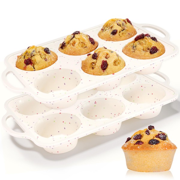 CAKETIME Large Muffin Pan, Metal Reinforced Frame 3.5 Inch Jumbo
