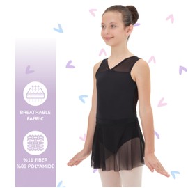 lace & tulles Ballet Wrap Skirt for Girls, Rainbow & Black Tutu Skirt, Breathable Mesh Skirt for Ballerinas, Comfortable Ballet Clothing for Kids, Dance Gymnastic Clothing | Black - 10 years - 8 years