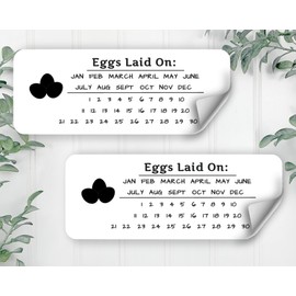 60 chicken egg carton labels laid on date, stickers, tags, quail, duck