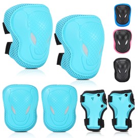 BURSUN Children's Knee Pads, Adjustable Knee Pads, Elbow Pads, Wrist Guards, Protector Set for Inline Skating, Scooter, Skateboard, Roller Skates