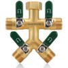 Garden Hose Splitter, 4-Way Full Flow Outdoor Faucet, Heavy Duty