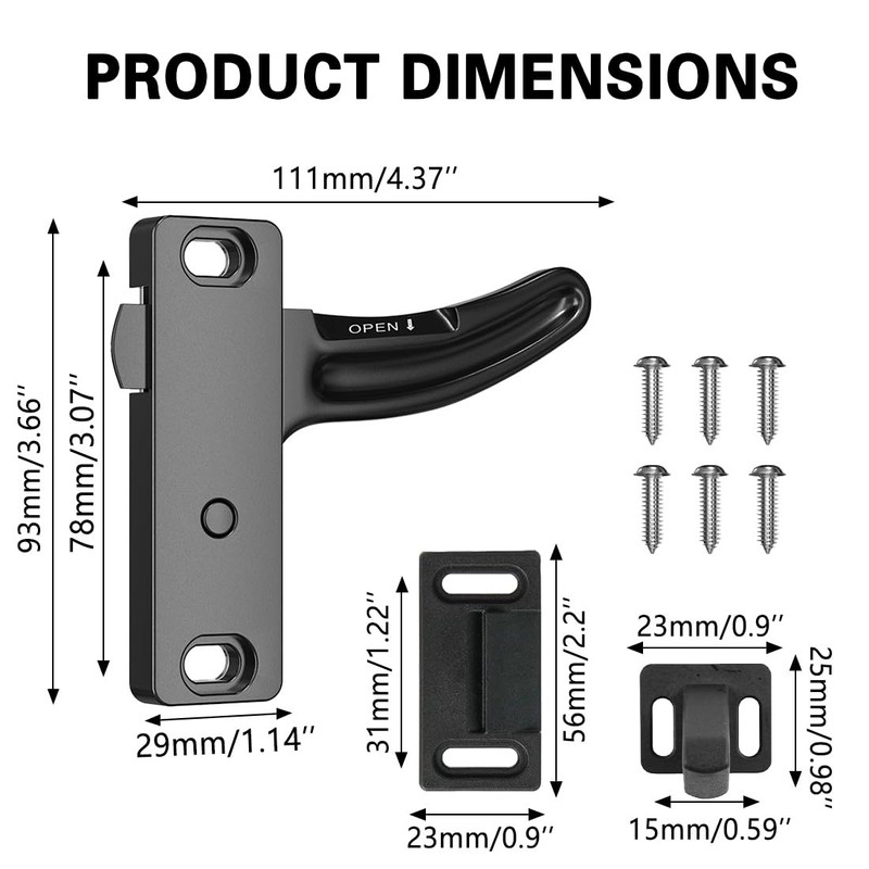 RV Screen Door Latch (Right Hand Replacement Kit) - Aluminum