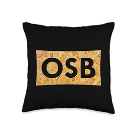 Designs für Holzverarbeitung OSB Board-Lettering for coarse chipboard and Wood Fans Throw Pillow, 16x16, Multicolor