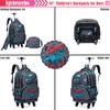 Egchescebo Kids Rolling Backpack for Boys Fossil Dinosaurs Suitcases Trolley