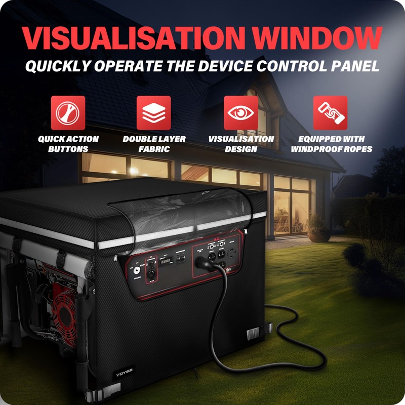Running Generator Cover, 38"Lx28"Wx27"H Universal-size Generator Cover. 600D+210D Heat-reflective Lining.