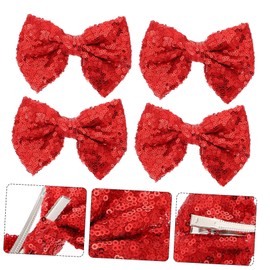 Baluue 5pcs Christmas Bows Hair Holders Sequin Bow Knot Clips Embroidery Barrettes for Girls for Parties Dance and Holiday Celebrations