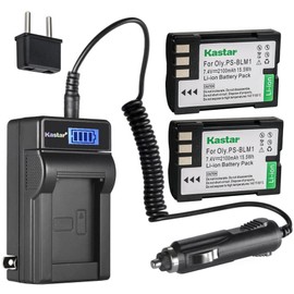 Kastar 2-Pack BLM1 BLM-1 PS-BLM1 Battery and LCD AC Charger Compatible with Olympus BLM-1 BLM-1S, BLM-01 BLM01, PS-BLM1 BCM-2 Battery and Charger, Olympus HLD-2 Battery Grip, HLD-4 Battery Grip