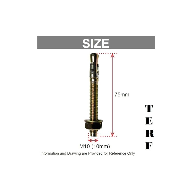 TERF® M10 X 75mm Through Bolts M10 (10mm) X 75mm