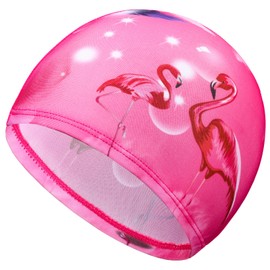 Children's Swimming Cap Swimming Cap for Boys Girls Fabric Swimming Cap Comfortable Nylon Swimming Hat Pool Cartoon Swimming Cap Swimming Cap for Children (Pink Flamingo Style)