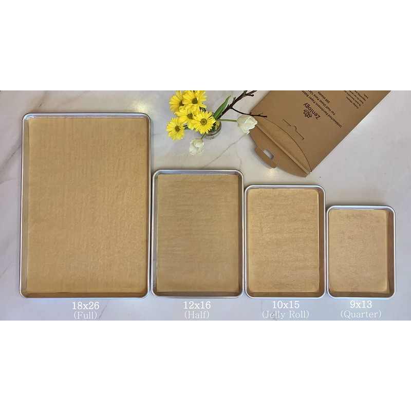 Zenlogy 10x15 (100 Pcs) Unbleached Parchment Paper Baking Sheets -