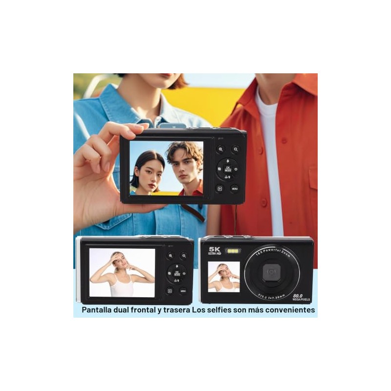 Cámara Digital 5K 80MP con WiFi para Vlog y Pantalla