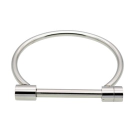 ANBALA Stylish Titanium Steel D Shape Bar Screw and Shackle Cuff Bangle Bracelet for Unisex, Silver,Flat Head Screw