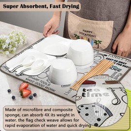 Haoh Drying Mat Kitchen Counter Microfibre Dish Drying Mat 45 x 60 cm Quick Drying Machine Washable Heat Resistant Mat Drying Mat for Kitchen Counter Table Top Worktop Kitchen