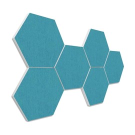 platino24 Acoustic Panels 6 Elements Colour Honeycomb Diameter 30 cm Petrol I Sound Absorber Made of Basotect G+ with Acoustic Felt I Sound Insulation Wall and Ceiling I Acoustic Elements Wall Panel
