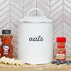 AuldHome Design Farmhouse Enamelware Oatmeal Canister (White); Rustic Distressed Style