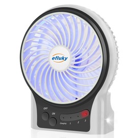 efluky 3 Speeds Mini Desk Fan, Rechargeable Battery Operated Fan with LED Light, Portable USB Fan Quiet for Home, Office, Travel, Camping, Outdoor, Indoor Fan, 4.9-Inch, White
