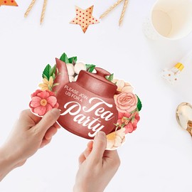 QYCFDXD Tea Party Invitations 20 Set with Envelopes for Women Girls Floral Teapot Fill in Invitation Cards Perfect for Party Tea Time Birthday Supplies