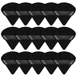 Pimoys 15 Pieces Powder Puff Triangle Makeup Sponge Setting Powder Puffs for Loose Powder Velour Puff for Face Exquisite Makeup Eyes Contouring, Blender Sponge Beauty Makeup Tool(Black)
