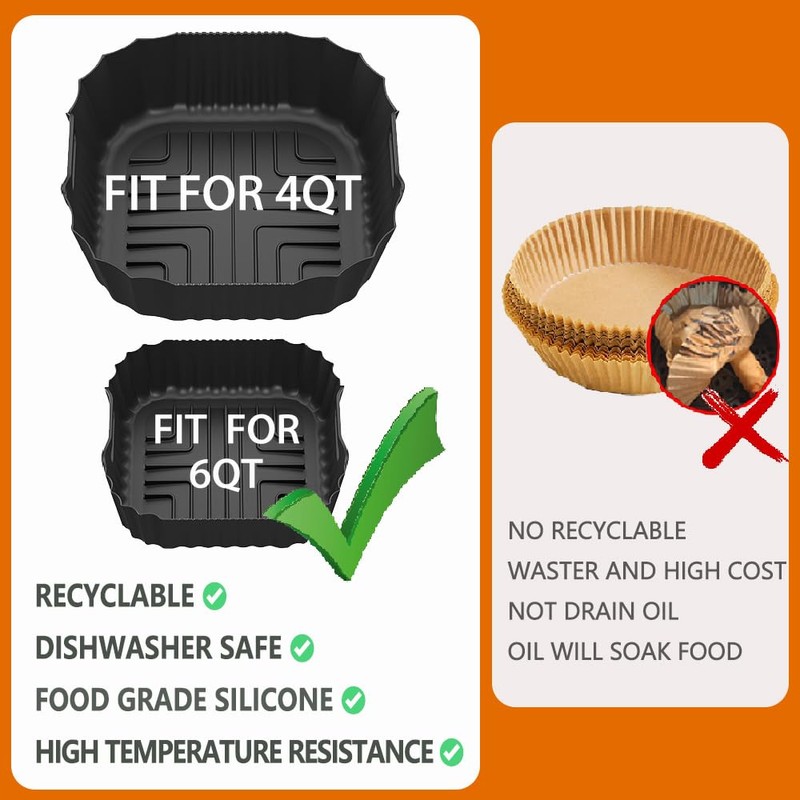2Pcs Ninja Crispi Air Fryer Liners, Silicone Air Fryer Liners