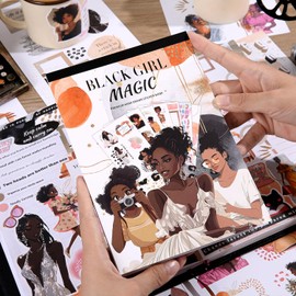 Black Girl Decal Stickers Book For Planners, Calendars, Journals, Vision Boards, Projects, Laptop & Water Bottles – Premium Quality, Hand Drawn, Waterproof – Scrapbook Accessories For Women - 24 Pages