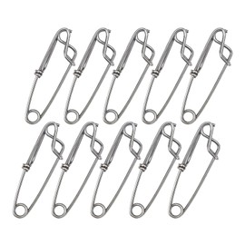 10pcs Stainless Steel Tuna Clips Longline Branch Hangers Snap Fishing Accessory (2.4inch)