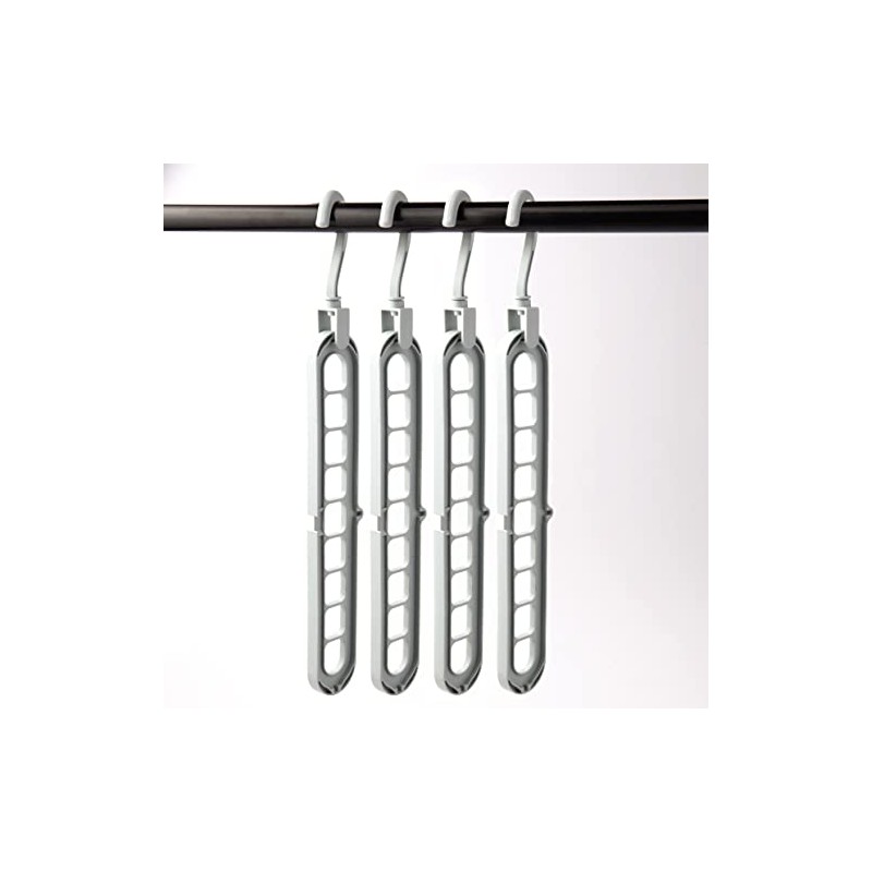 Set of 4 Space Saving Clothes Hangers - Grey Durable
