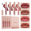Set 4 Labiales Mate Terciopelo Impermeable No Transfiere