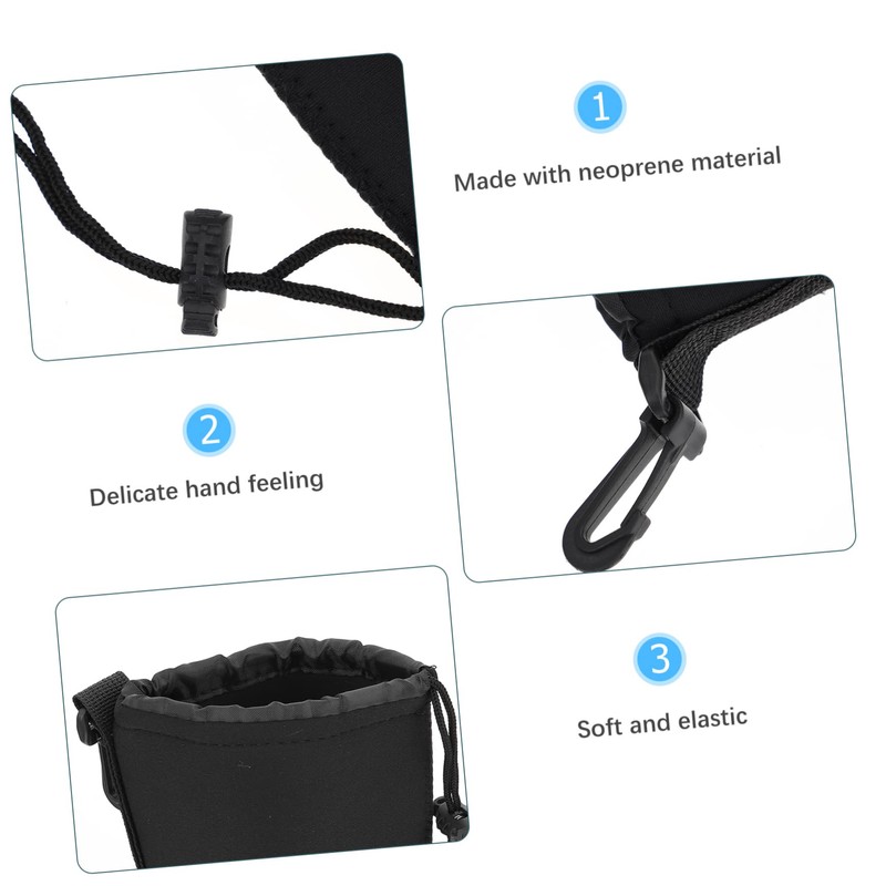 TEHAUX 2PCS Neoprene Lens Pouch Bag for Camera Lenses Drawstring