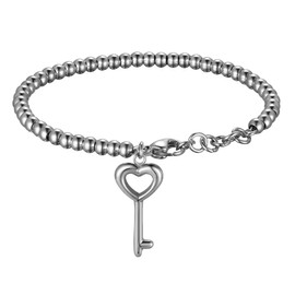 Flongo Partner Bracelet BFF Chains Friendship Bracelet for 2 Couples Bracelets Bangle Bracelet Lock with Key for Men Women Gift Ideas, Stainless Steel