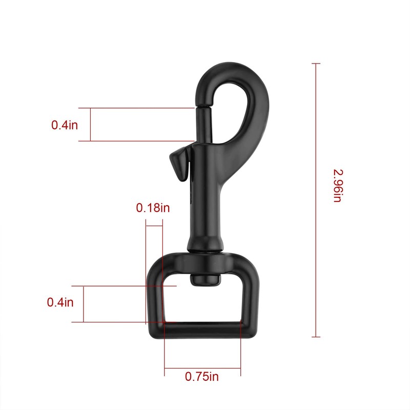 Swivel Eye Bolt Snap Hooks - Black Heavy Duty Dog