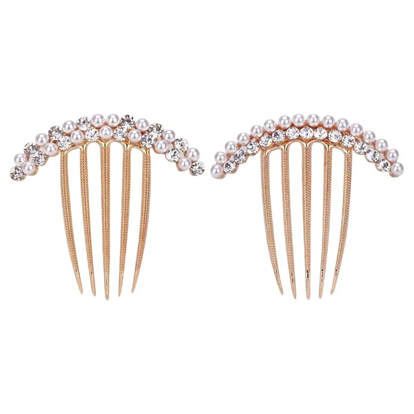 2 Stück Perlen-Haarkämme mit Strass, dekorative Haarkämme, Hochzeit, Party, Kopfschmuck,