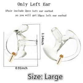 Replacement Ear Mold Earbuds Clear, Lsgoodcare Soft Silicone Insert Earmold Ear Bud Left Ear Piece Large Size for 2 Way Radio Acoustic Coil Tube, Walkie Talkie Earmould 5 Pairs