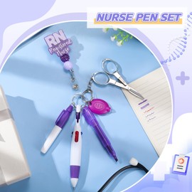 Dunzoom 6 Pcs RN Nurse Badge Accessories Nurse Pen Set for RN Nurses Students(Purple)