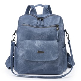 Puwuzixi Women's Backpack Waterproof Anti-Theft Lightweight PU Fashion Travel Multipurpose Convertible Purse Shoulder Bag Handbag Backpack, blue