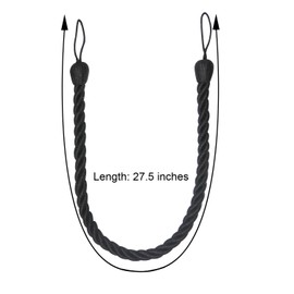 Fenghuangwu - Juego de 2 abrazaderas para cortinas, hechas a mano, algodón de rayón con 2 ganchos de tornillo de metal, Negro