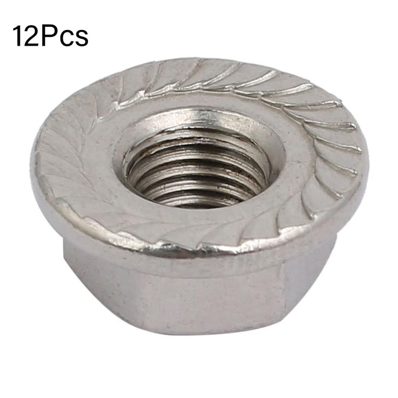 TOP-VIGOR 12Pcs M8 x 1mm Fine Thread Flange Nuts, 304
