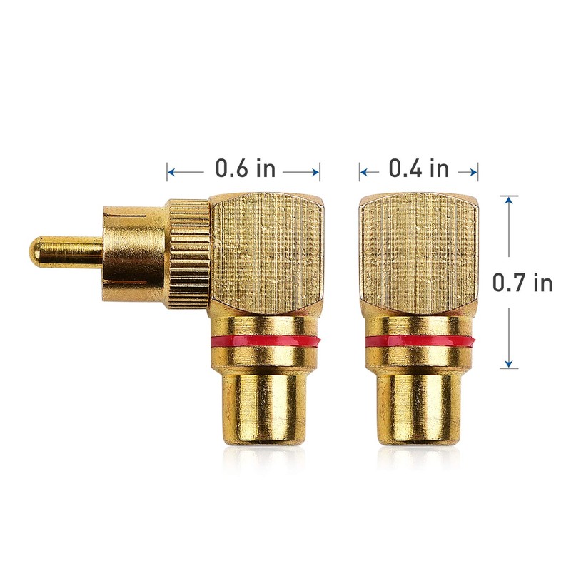 Cable Matters 2-Pack Right Angle RCA Adapter, 90 Degree RCA