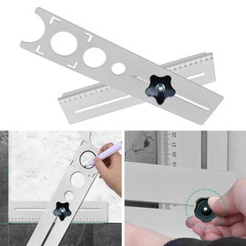 Ceramic Tile Hole Locator, Adjustable Universal Tile Marble Glass Ceramic Floor Drilling Hole Tools Hole Opener Locator Position Ruler Puncher