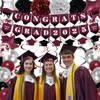 Burgundy Graduation Decorations, 2025 Congrats Maroon Banner Burgundy Black Silver