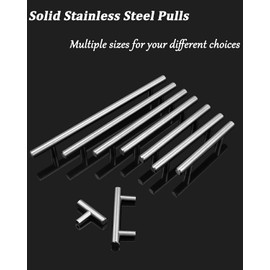 Gobrico Satin Nickel Cabinet Handles/10 Pack Solid Stainless Steel Brushed Nickel T Bar Drawer Pulls for Kitchen Hardware/5 inch Hole Centers