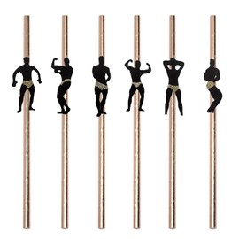 36 Pieces Fitness Dancing Men Straws Glitter Male Dancer Pre-Glued Straws for Night Out Party Decorations Bridal Shower Favors Supplies