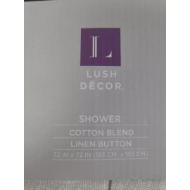 Lush Decor Blush & White Linen cotten blend Button Shower Curtain 72"x72". New