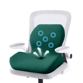 OOFAYBILL Plus Size Memory Foam Seat Cushion Lumbar Support Pillow for Sciatica & Tailbone Pressure Relief Coccyx Pad for Office Chair, Car,Wheelchair,Home,Office,Green