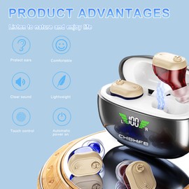 Hearing Aids for Seniors Rechargeable with Noise Cancelling, 16-Channels Hearing Aid, in-Ear Digital Hearing Amplifiers with No Squealing, Portable Charging Case