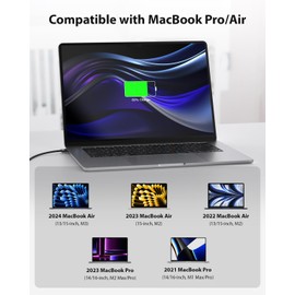 Amavasion 140W USB-C to Magnetic 3 Cable 6.6Ft, Compatible with MacBook Pro (14/16-inch, 2023), MacBook Pro (14/16-inch,2021), MacBook Air (13/15-inch, 2024/2022), MacBook Air (2023)-Black